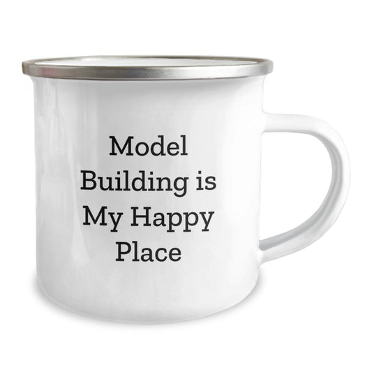 Funny Model Building Gifts for Graduates - Model Building Is My Happy Place Camping Mug - Image 2