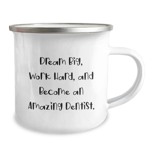 Funny Inspirational Gifts for Dentist Friends Birthday Unique Camping Mug for Men Women Family Coworkers - Dream Big Work Hard - Image 2
