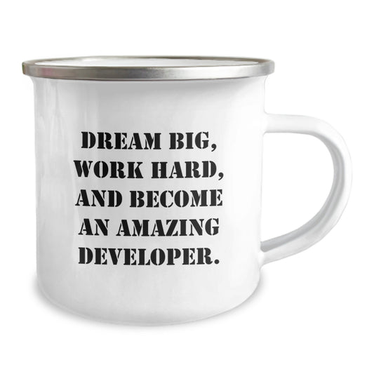 Developer Gifts Funny Quotes Camping Mug for Birthday - Gifts from Family to Developer Friends and Coworkers - Stainless Steel with Enamel Finish - Image 2
