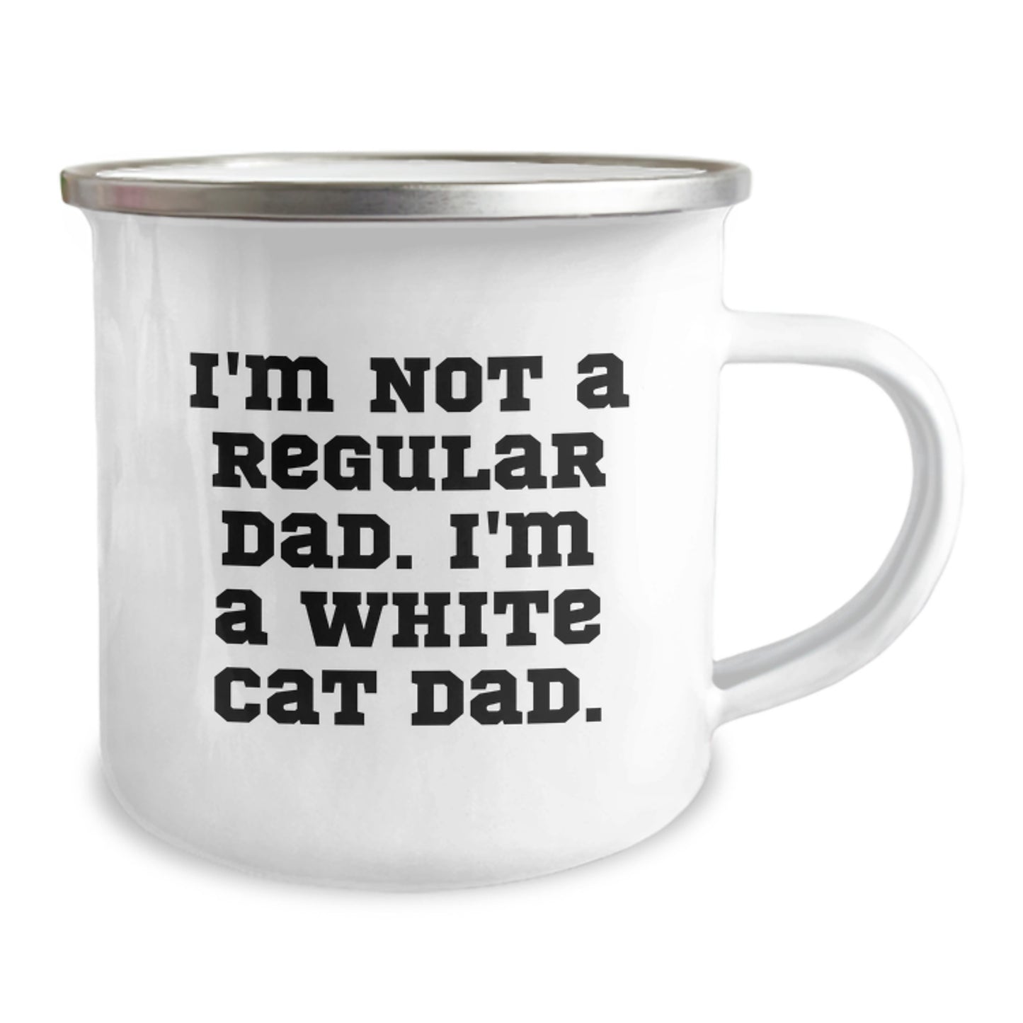 White Cat Dad Gifts Funny Camping Mug for Men Women Friends Family Christmas Unique Presents - Image 2
