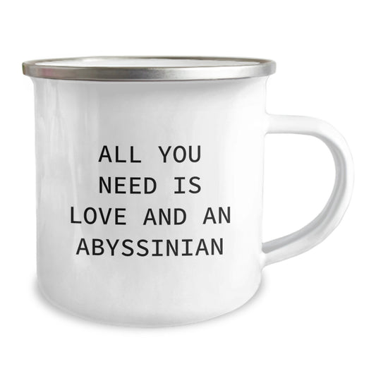 Funny Abyssinian Cat Gifts for Men, Women, Friends, and Family Birthday Unique Gifts from Lovers of Abyssinian Cats - All You Need Is Love And An Abyssinian Camping Mug - Image 2