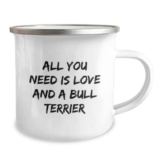 Bull Terrier Dog Gifts for Friends - Camping Mug with Inspirational Love Quote, Unique Birthday Present for Men and Women - Image 2