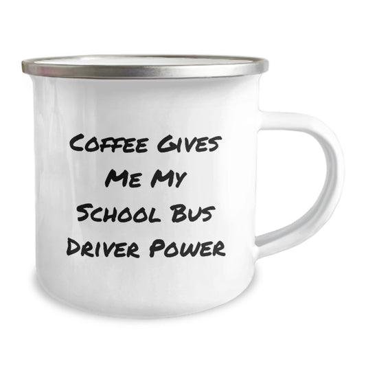 Gifts from Family to School Bus Driver Funny Valentine's Camping Mug - Coffee Gives Me My Power - Image 2
