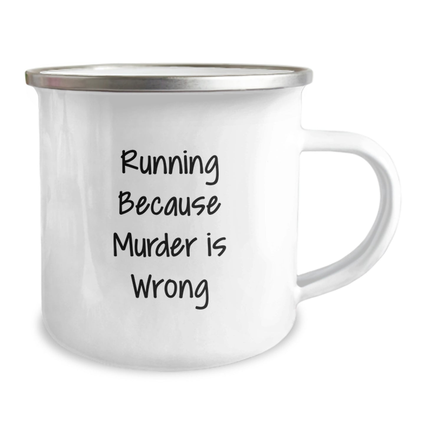 Funny Running Motivation Gifts from Men to Friends who Enjoy Running Because Murder Is Wrong - Christmas Unique Running Camping Mug - Image 2