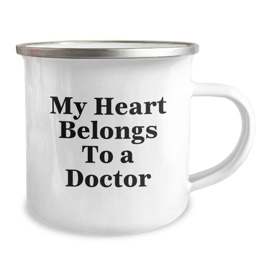 Funny Doctor Gifts, My Heart Belongs To A Doctor, Unique Camping Mug for Doctor Graduation - Image 2