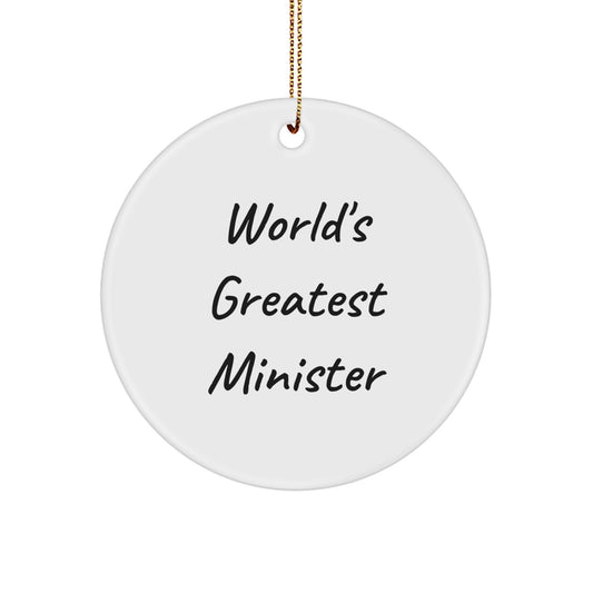 Funny Minister Gifts from Men, World's Greatest Minister Circle Ornament for Christmas Unique Gifts, Minister Decorations - Image 1
