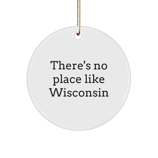 Funny Wisconsin Circle Ornaments Gifts from Friends and Family, Unique Wisconsin Christmas Ornaments, 'There's No Place Like Wisconsin' Circle Ornament - Image 1