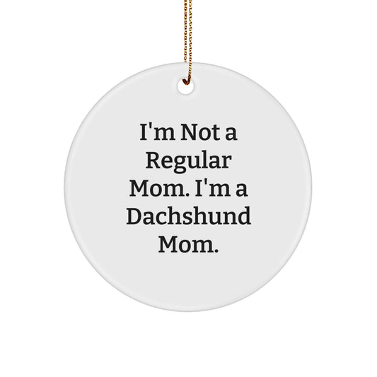 Funny Dachshund Dog Mom Gifts from Women to Family - Christmas Circle Ornament - Image 1