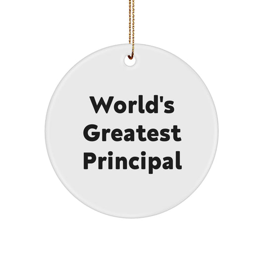 Funny Principal Gifts, 'World's Greatest Principal' Circle Ornament, Christmas Unique Gifts from Men to Principal - Image 1
