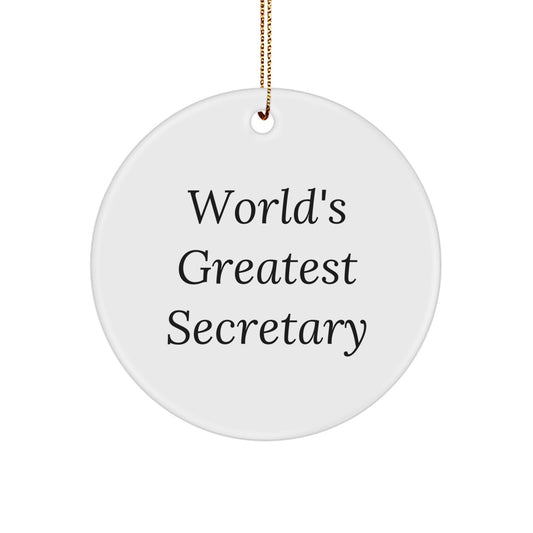 Funny Secretary Gifts from Friends, World's Greatest Secretary Circle Ornament for Christmas Unique Gifts - Image 1