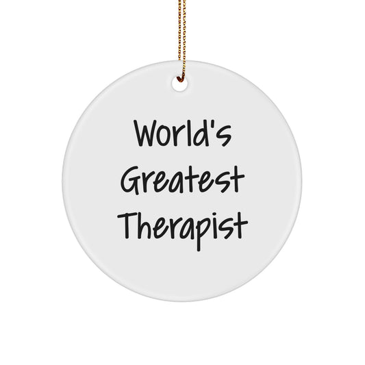 Funny World's Greatest Therapist Circle Ornament Gifts for Therapist, Christmas Unique Gifts from Friends to Family - Image 1