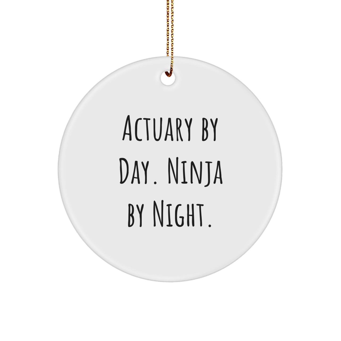 Funny Actuary Gifts from Friends, Christmas Circle Ornament for Actuary By Day Ninja By Night, Unique Christmas Unique Gifts - Image 1