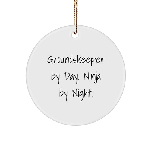 groundskeeper Gifts for Men Funny Circle Ornament Christmas Unique - Image 1