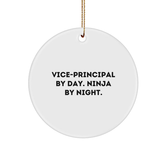 Vice-principal Gifts from Friends for Christmas - Circle Ornament By Day. Ninja By Night. - Image 1