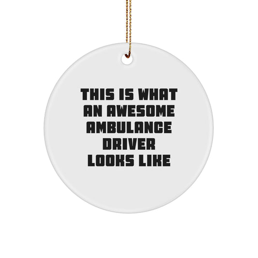 Awesome Ambulance Driver Gifts - 'This Is What An Awesome Ambulance Driver Looks Like' Circle Ornament for Men, Friends, or Coworkers, Christmas Unique Gifts from Family - Image 1