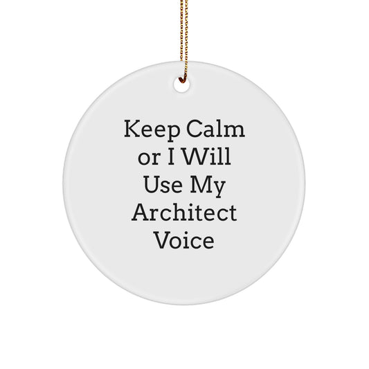 Architect Christmas Unique Gifts for Men from Friends - Circle Ornament with Funny Keep Calm Or I Will Use My Architect Voice - Image 1