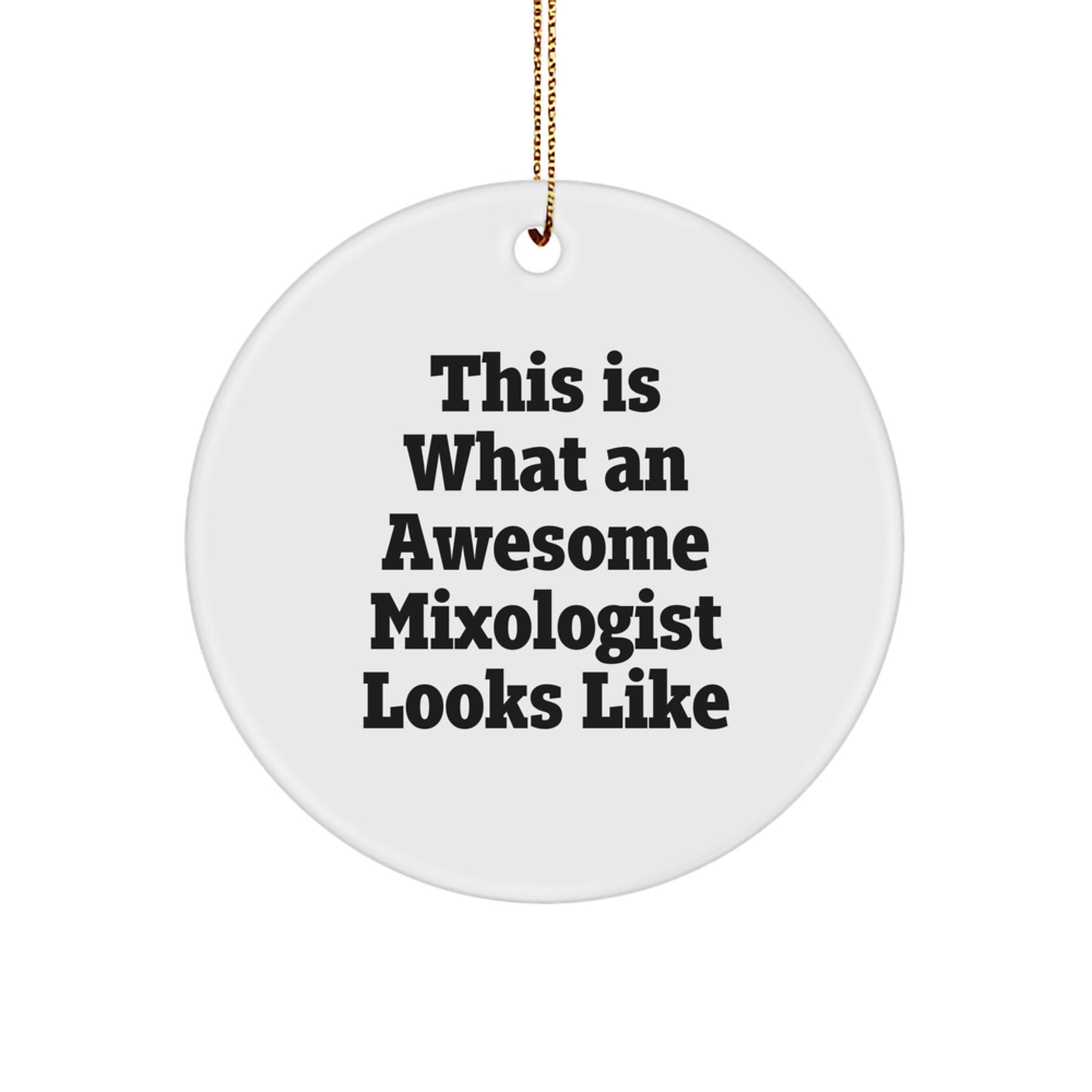 Funny Mixologist Gifts from Friends, Christmas Unique Gifts for Men, Women, or Family, 'This Is What An Awesome Mixologist Looks Like' Circle Ornament - Image 1