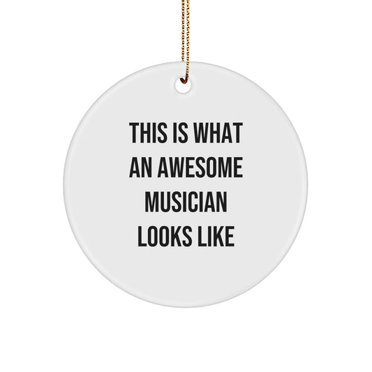 Funny Musician Inspiration Gifts from Friends for Christmas Unique Circle Ornament, This Is What An Awesome Musician Looks Like, Musician Decorative Gifts - Image 1