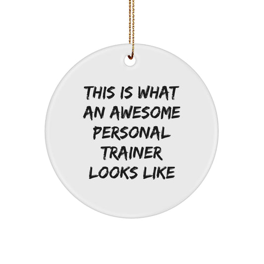 Funny Inspirational Personal Trainer Gifts from Friends to Men Women Family Christmas Unique Circle Ornament This Is What An Awesome Personal Trainer Looks Like - Image 1