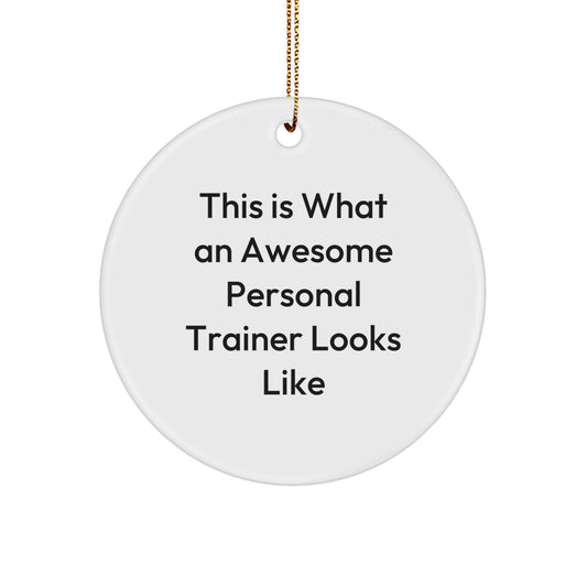 Funny Personal Trainer Circle Ornament Gifts for Him or Her - Christmas Unique Presents from Friends or Family - Image 1
