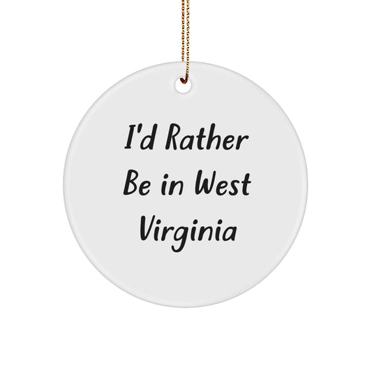 Playful West Virginia Circle Christmas Ornament Novelty Gift for Friends - Image 1