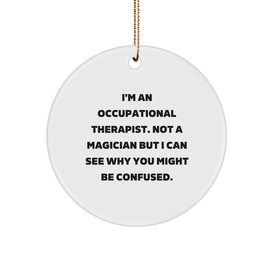 Funny Occupational Therapist Gifts for Christmas, Unique Circle Ornament from Friends, Cute Quotes Gifts for Occupational Therapist - Image 1
