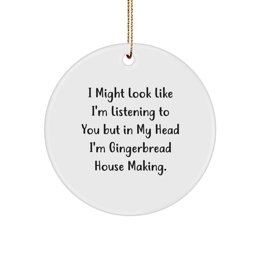 Funny Gingerbread House Making Gifts for Friends from Men, Cute Circle Ornaments for Christmas Unique Gifts - Image 1