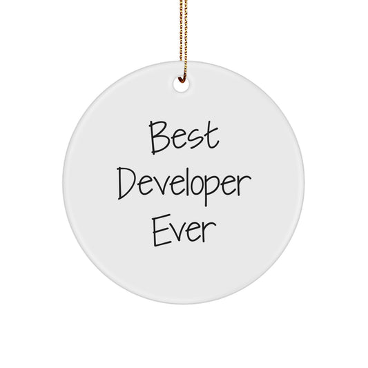 Funny Developer Gifts: 'Best Developer Ever' Circle Ornament for Christmas, Gifts from Men, Women, Coworkers, or Family - Image 1