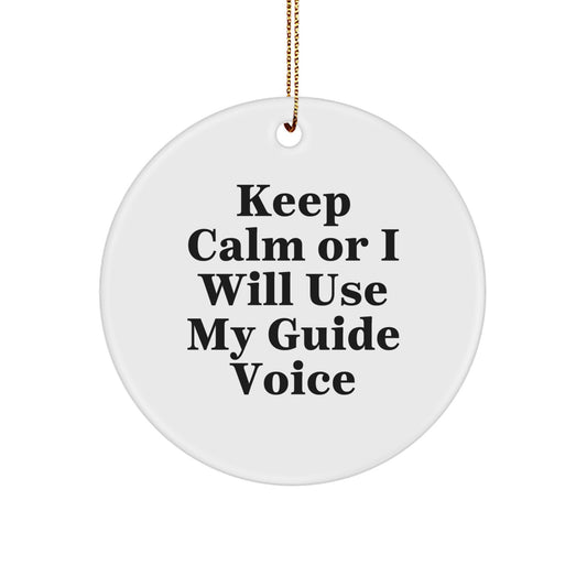 Funny Guide Circle Ornament Gifts from Friends for Guide Enthusiast, Keep Calm Or I Will Use My Guide Voice Christmas Unique Gifts - Image 1