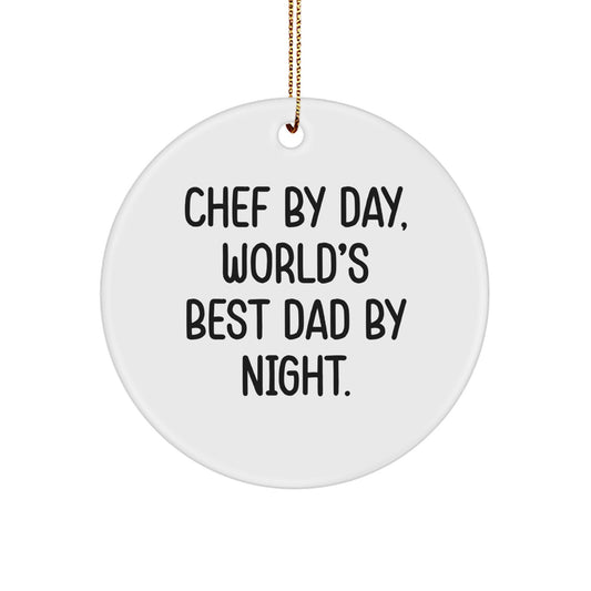 Funny Chef Gifts for Men - World's Best Dad Circle Ornament with Christmas Quote - Image 1