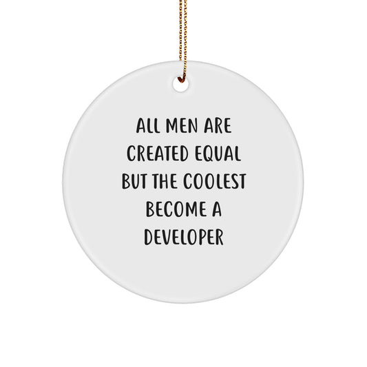 Funny Developer Quotes Circle Ornament Gifts from Men to Developer Friends at Christmas Unique - Image 1