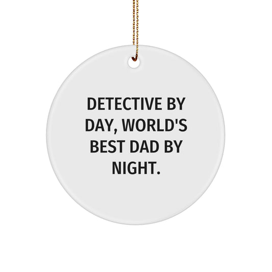 Detective Themed Circle Ornament, Funny Gift for Dad by Friends, Christmas Unique Ornaments for Detective, Gifts - Image 1