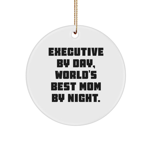 Funny Executive Gifts from Mom to World's Best Son Circle Ornament White - Image 1