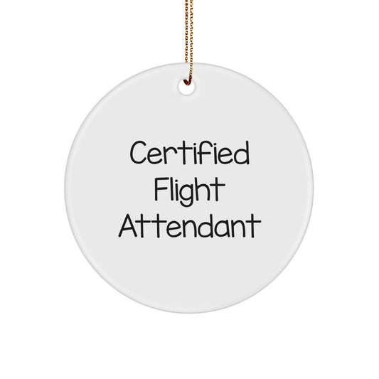 Certified 'I'm Certified to Give You a Safe Flight' Funny Flight Attendant Gifts from Friends for Christmas Circle Ornament - Image 1