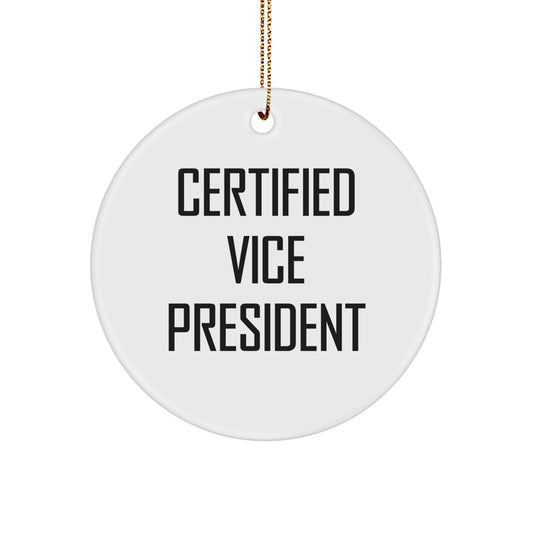 Funny Vice President Christmas Unique Gifts for Men from Friends, Certified Vice President Circle Ornament with Inspirational Quote, Unique Christmas Unique Gift Ideas - Image 1