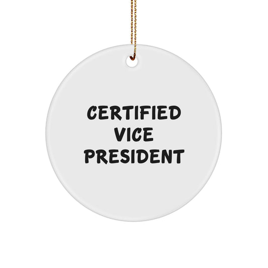 Certified Vice President Funny Quote Circle Ornament Gifts from Friends, Christmas Unique Gifts for Vice President, Cute Circle Ornament - Image 1
