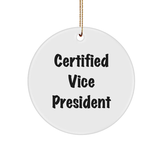 Certified Vice President Funny Quote Circle Ornament, Gifts from Friends to Vice President, Christmas Unique Gifts for Vice President, Funny Vice President Office Decor - Image 1