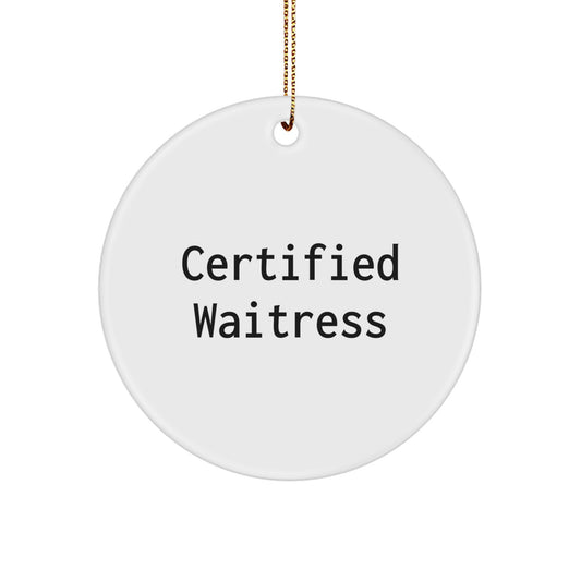Funny Waitress Gifts from Men for Christmas Unique Ornaments - Certified Waitress Quote Circle Ornament Decoration - Image 1
