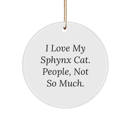 Funny Sphynx Cat Gifts from Men, Women, Friends, Coworkers, Family to Friends, Women, Men, Sphynx Cat Lovers with White Circle Ornament - Image 1