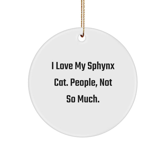 Funny Sphynx Cat Gifts for Christmas Unique Ornaments from Friends, Sphynx Cat Lovers, and Sphynx Cat Enthusiasts, 'I Love My Sphynx Cat, People Not So Much.' - Image 1