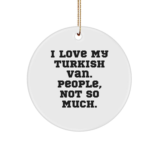 Funny Turkish Van Cat Lover Gifts from Men to Women Friends for Christmas Unique Ornaments Circle - Image 1
