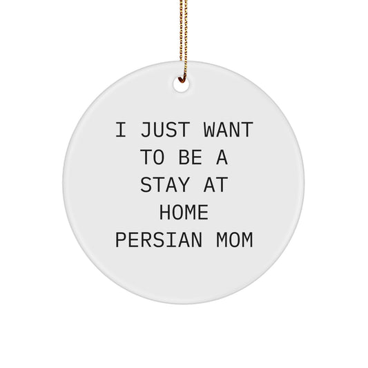 Funny Gift for Friends - 'I Just Want To Be A Stay At Home Persian Mom' Persian Cat Circle Ornament for Christmas Unique Gifts from Family - Image 1