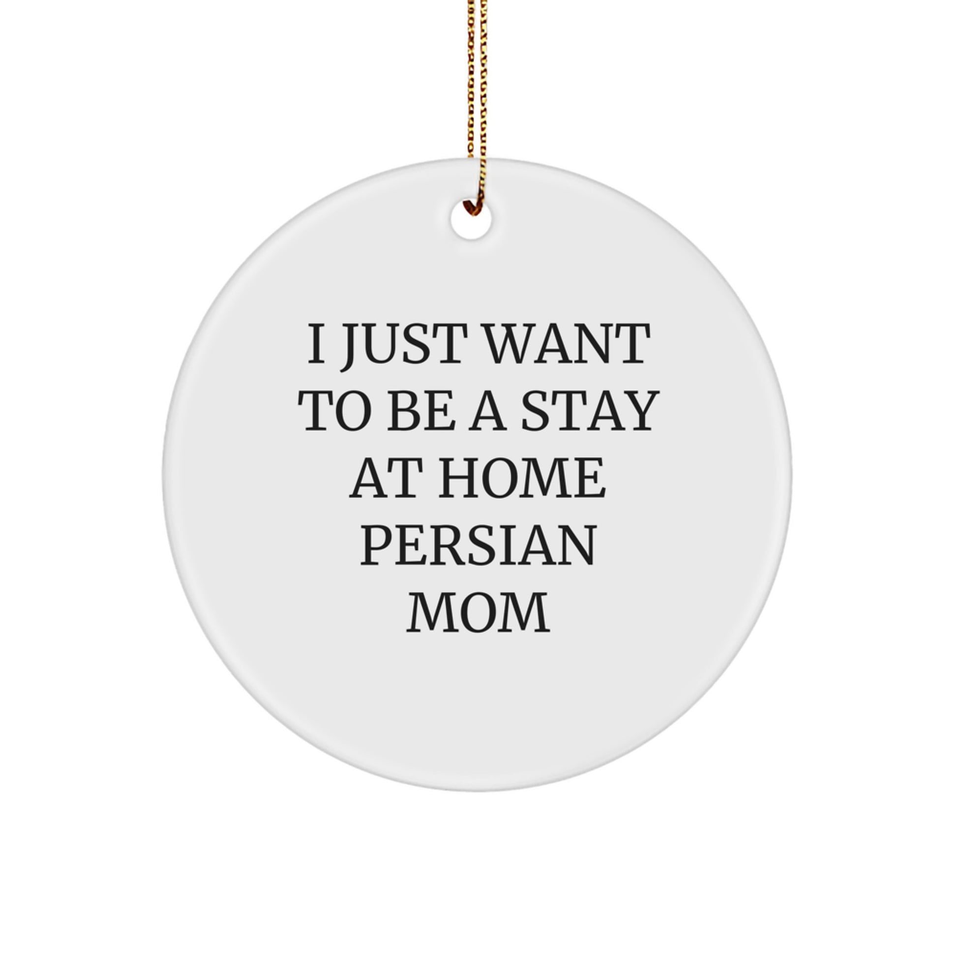 Funny Persian Cat Circle Ornament, I Just Want To Be A Stay At Home Mom Christmas Unique Gifts from Family - Image 1