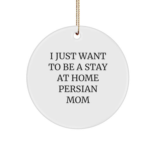 Funny Persian Cat Circle Ornament, I Just Want To Be A Stay At Home Mom Christmas Unique Gifts from Family - Image 1