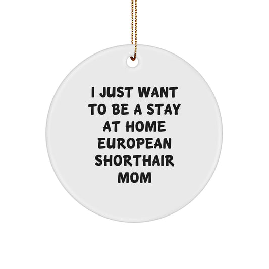 European Shorthair Cat Mom Funny Gifts for Her, Circle Christmas Ornament, 'I Just Want To Be A Stay At Home European Shorthair Mom' Quote, Unique Presents from Family, Friends, or Coworkers - Image 1