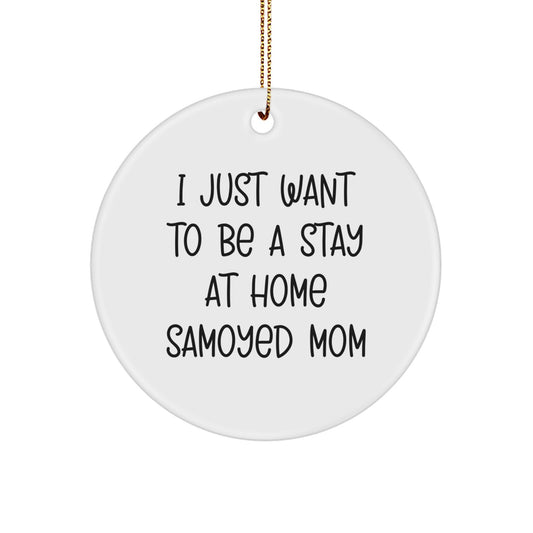 Funny Samoyed Dog Gifts from Mom to Family for Christmas Unique Circle Ornaments - Image 1
