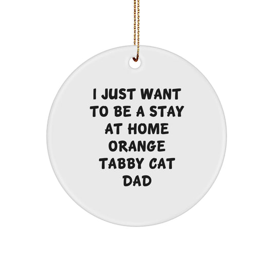 Orange Tabby Cat Dad Gifts, I Just Want To Be A Stay At Home Orange Tabby Cat Dad, Christmas Circle Ornament, Gifts from Men, Gifts for Orange Tabby Cat, Unique Holiday Gifts - Image 1