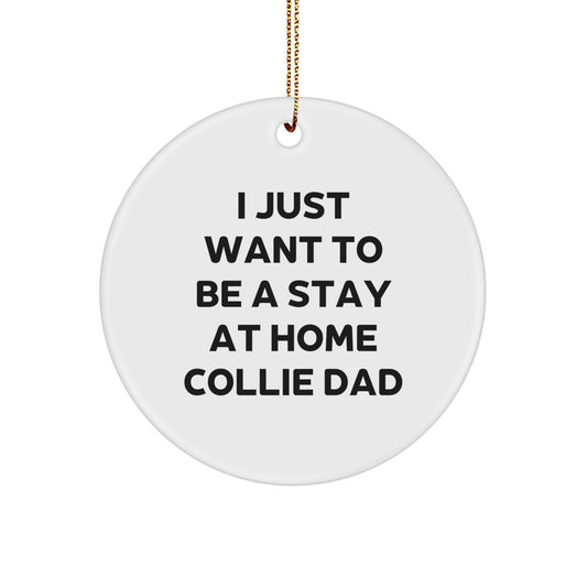 Funny Collie Dog Circle Ornament, Gifts from Dad for Men, Unique Christmas Decorations, I Just Want To Be A Stay At Home Collie Dad - Image 1
