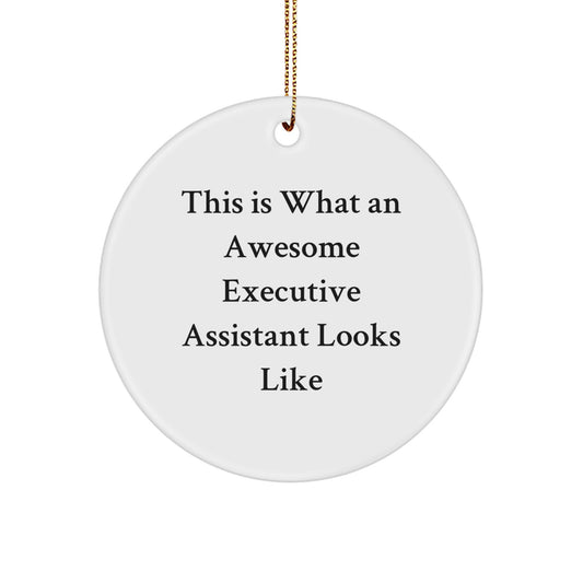Gifts from Coworkers Unique Christmas Executive Assistant Circle Ornament - Funny Quote This Is What An Awesome Executive Assistant Looks Like - Image 1