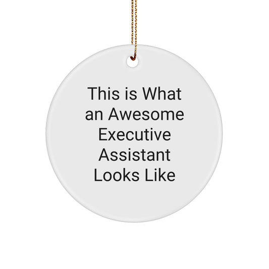 Funny Executive Assistant Gifts for Women, This Is What An Awesome Executive Assistant Looks Like Circle Ornament Gifts from Friends, Perfect for Christmas Unique Gifts - Image 1